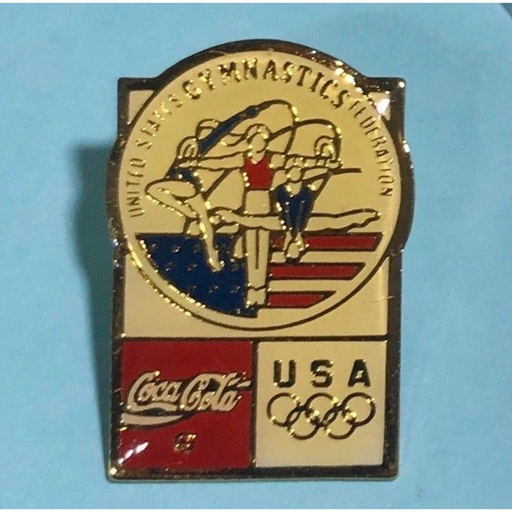 (3) 1992 USA Olympic Pins,Coca Cola Sponsor Baseball,Gymnastics & Barcelona Logo
